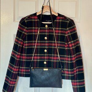 Vintage Burberry Black Embossed Leather Crossbody Bag with Gold Chain